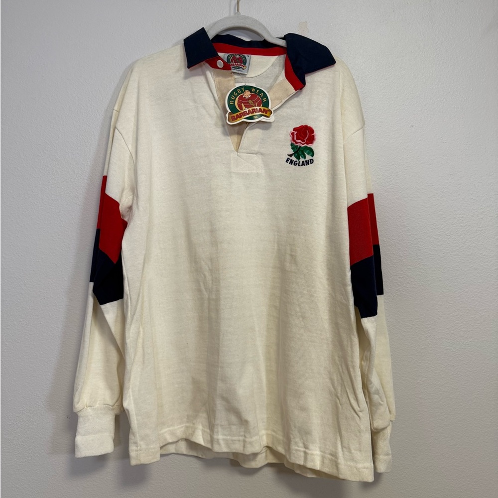 Vintage Barbarian Rugby Wear Embroidered California Long‎ Sleeve Polo Men’s Sz M